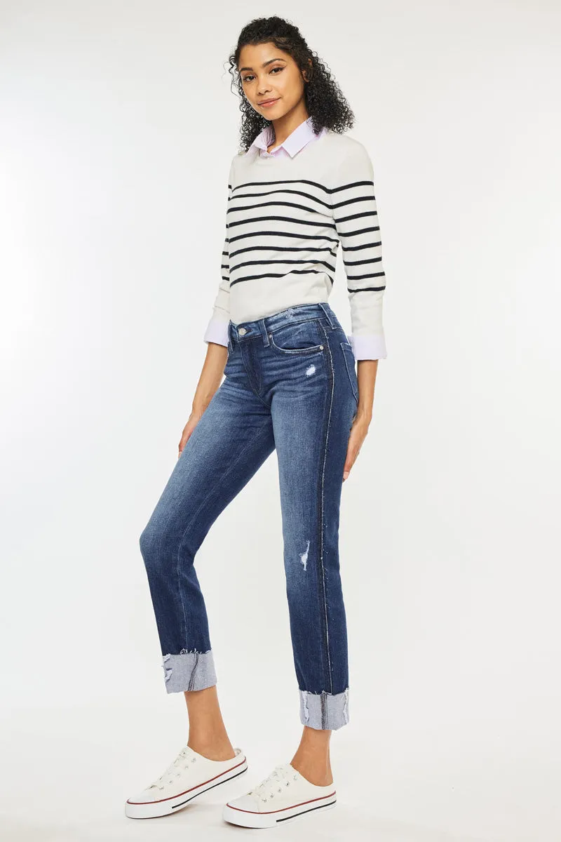 Fallon Mid Rise Slim Straight Leg Jeans