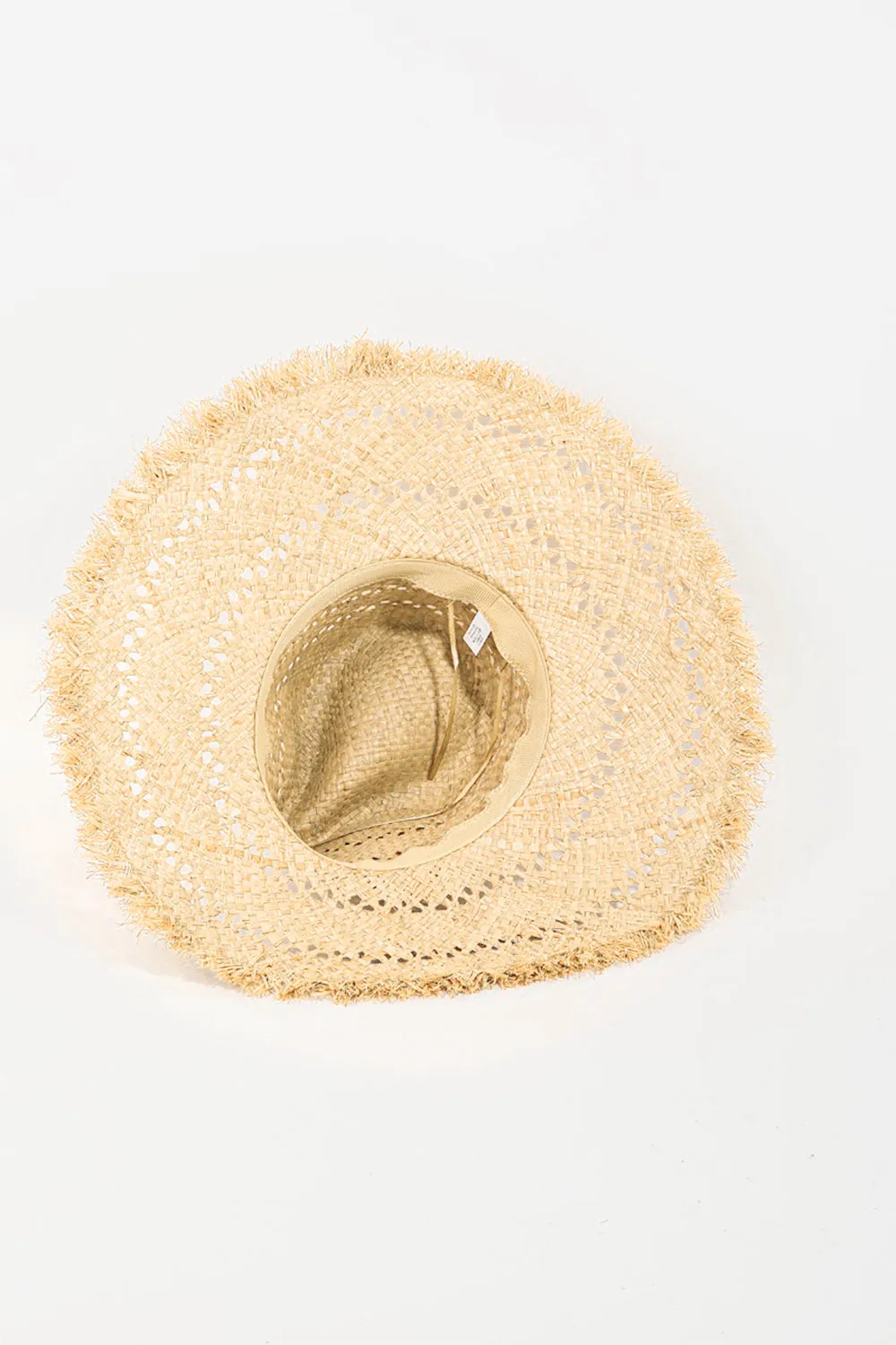 FAME OPENWORK RAW HEM WEAVE HAT