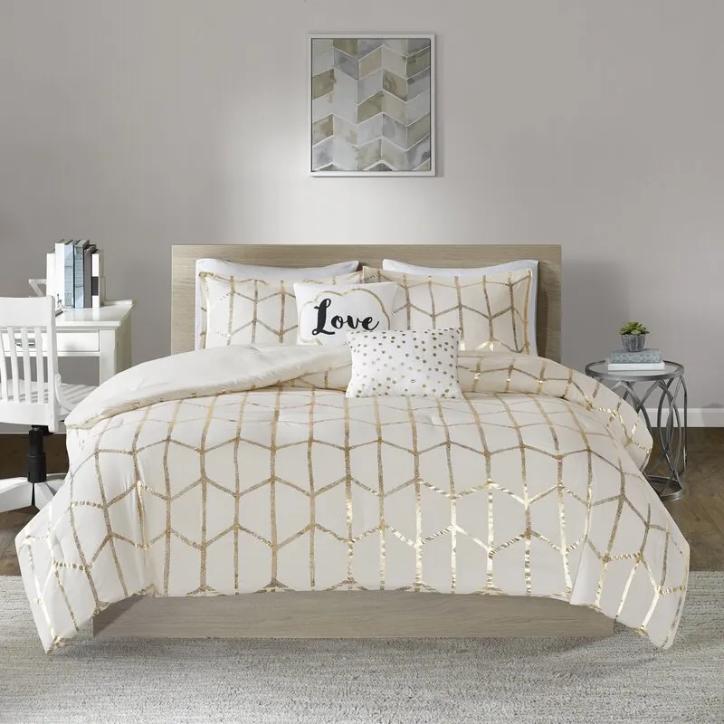 Fibya Standard Geometric Printed Comforter Set