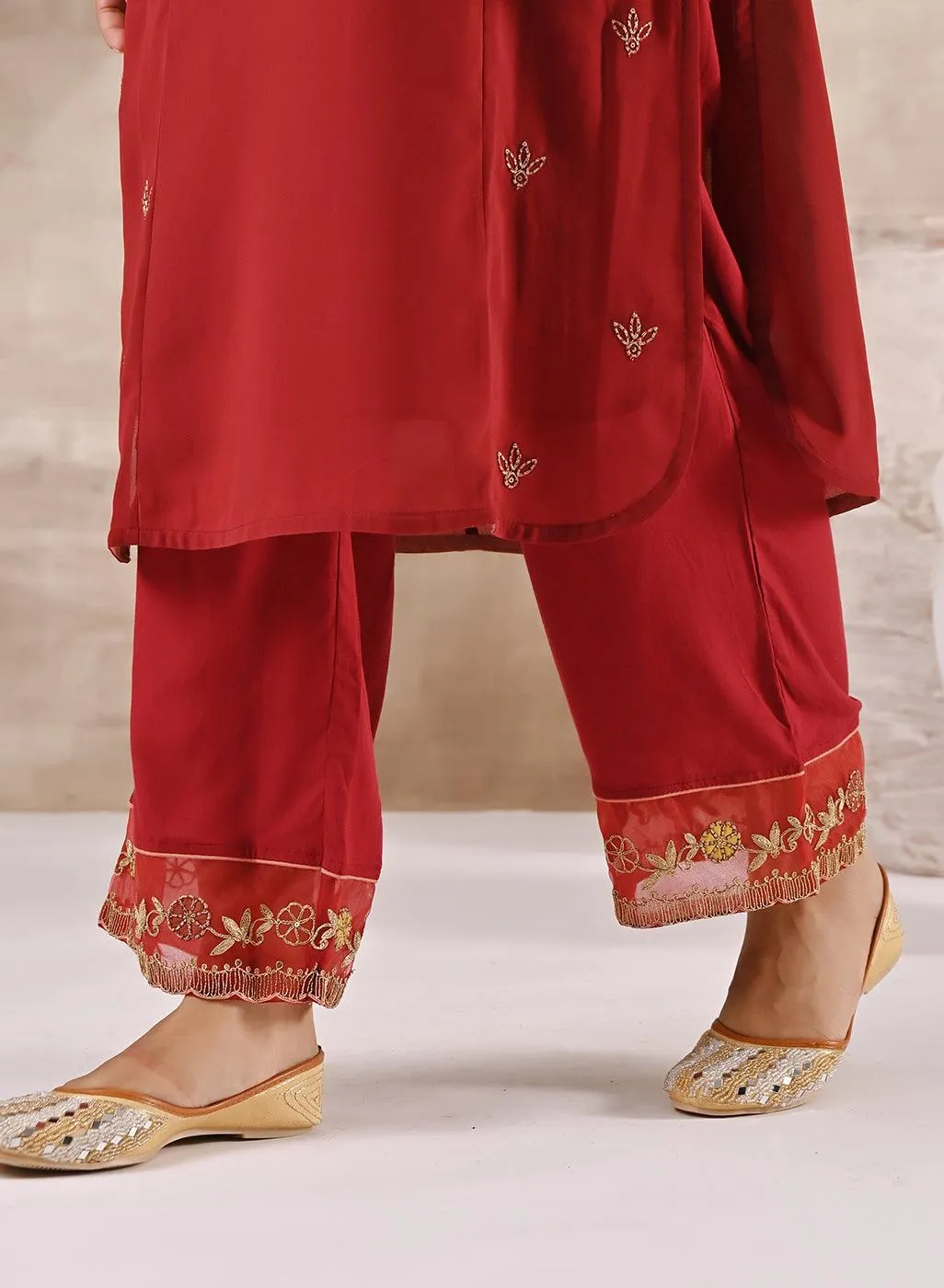 Fuchsia Kurta Set With Embroidery