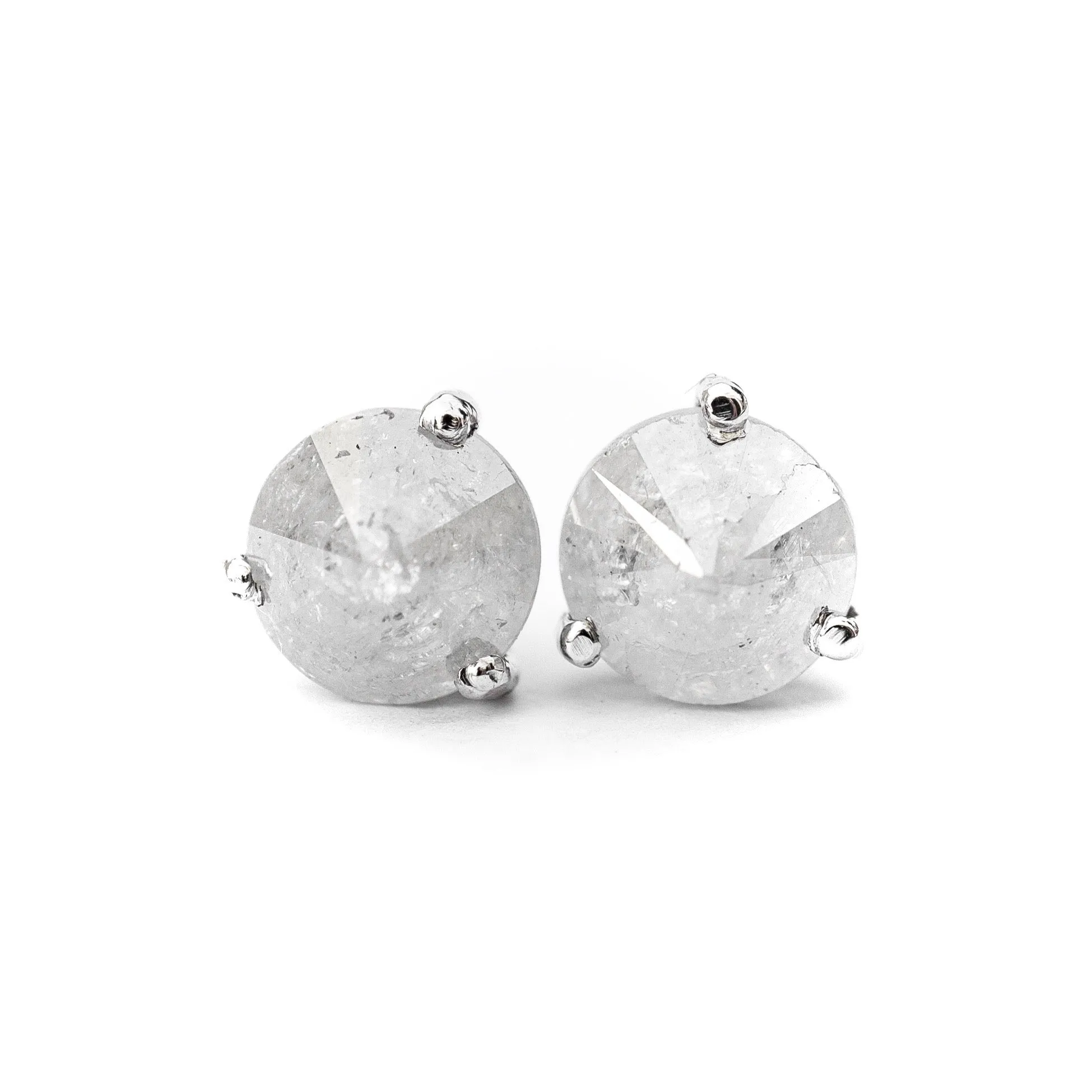 Grey Diamond Stud Earrings - Inverted Diamond Earrings - Inverted Diamond Ring