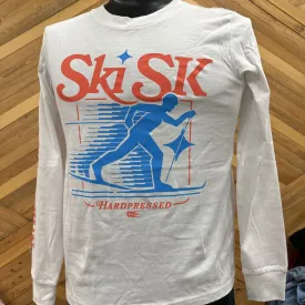 Hardpressed - Ski SK L/S T-Shirt - MSRP $50: White/Blue/Red-unisex-SM