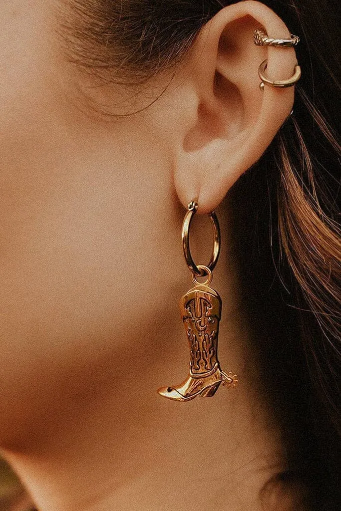 Hoedown Cowboy Boot Hoop Earrings