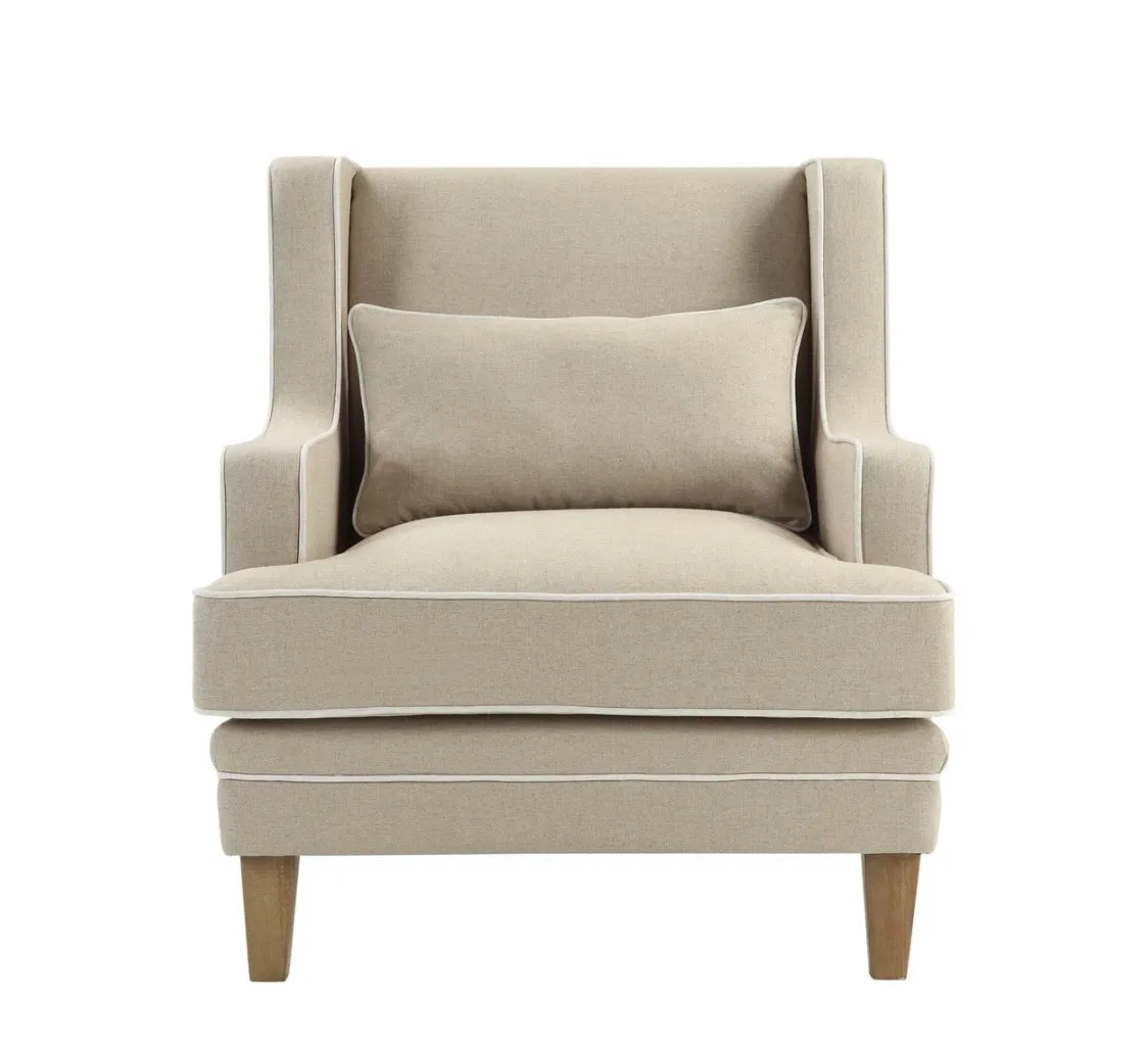 Hudson Armchair Natural with White Piping