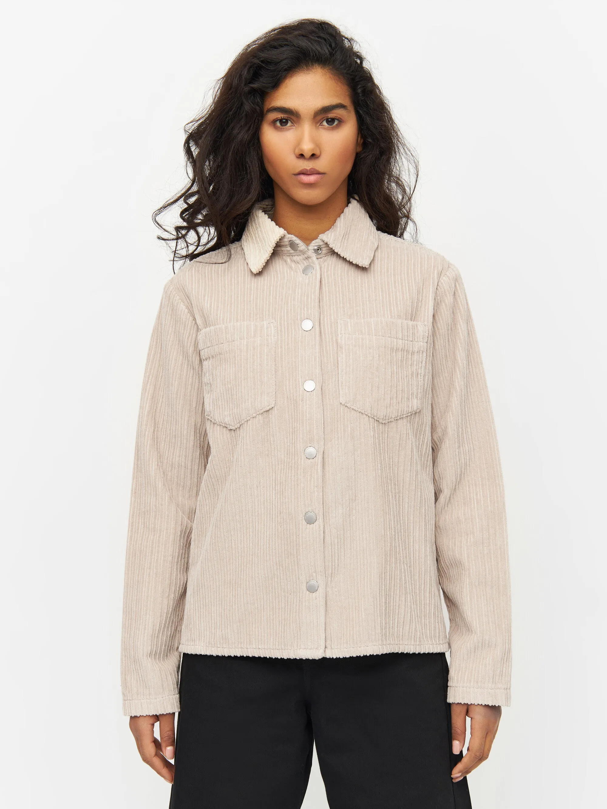 Irregular corduroy overshirt - Light feather gray