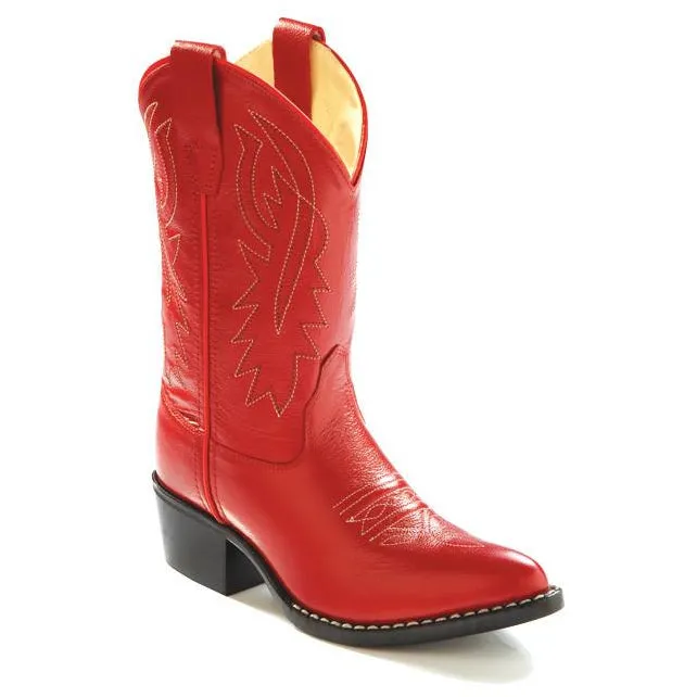 Jama Children's Red Leather Western Cowgirl Boots