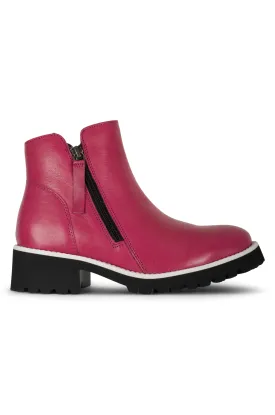 Leather Ankle Boot | HOT PINK | EAST ZZ