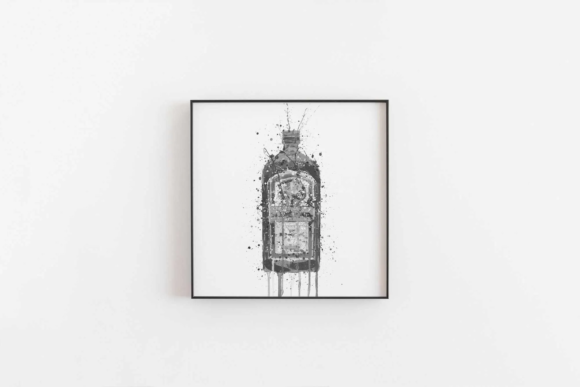 Liqueur Bottle Wall Art Print 'Green Ink' (Grey Edition)