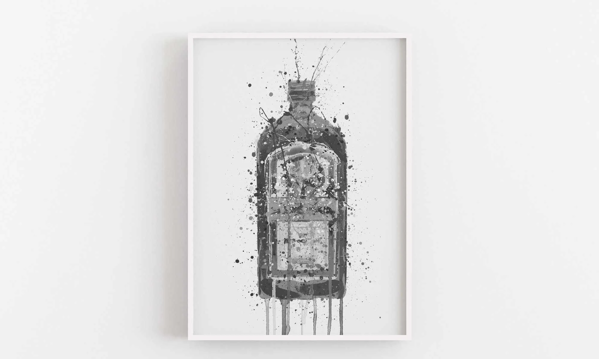 Liqueur Bottle Wall Art Print 'Green Ink' (Grey Edition)