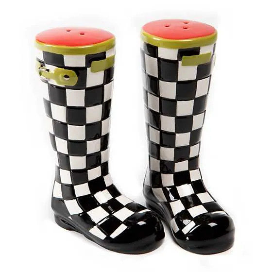 MacKenzie-Childs Courtly Check Wellies Salt & Pepper Set