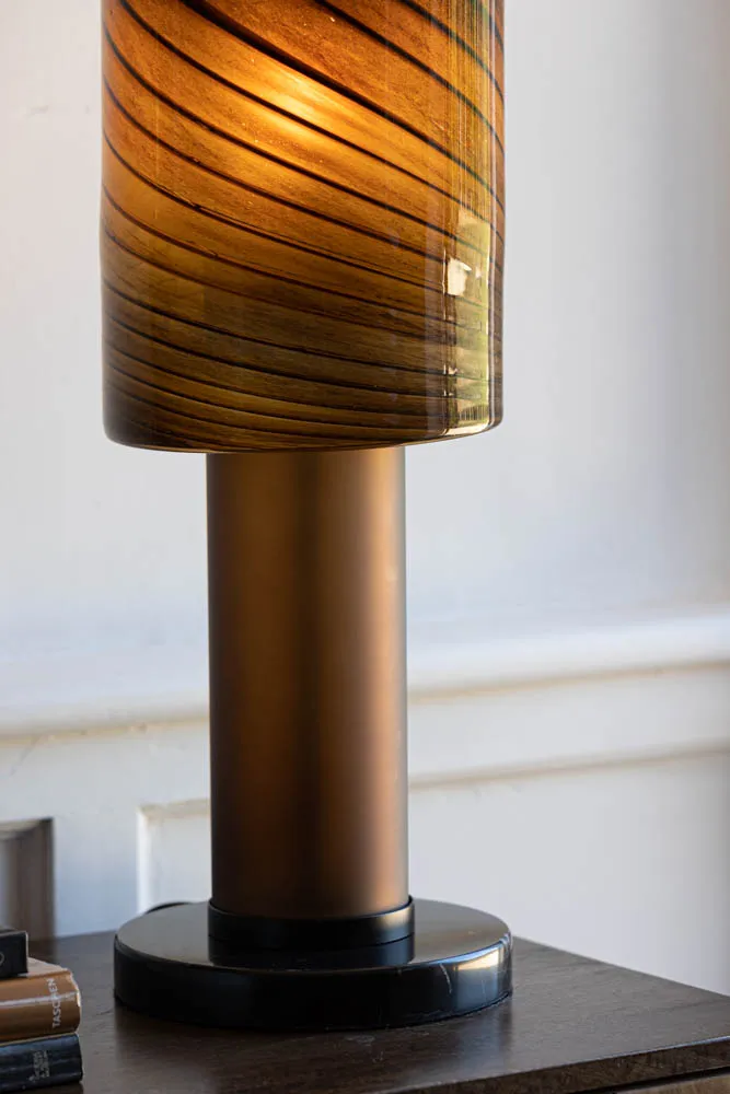 Mahogany Brown Marble Table Lamp