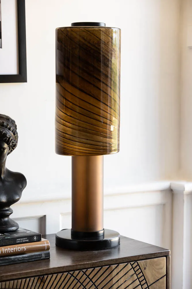 Mahogany Brown Marble Table Lamp