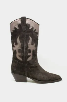 Metallic Cowboy Boots | Charcoal