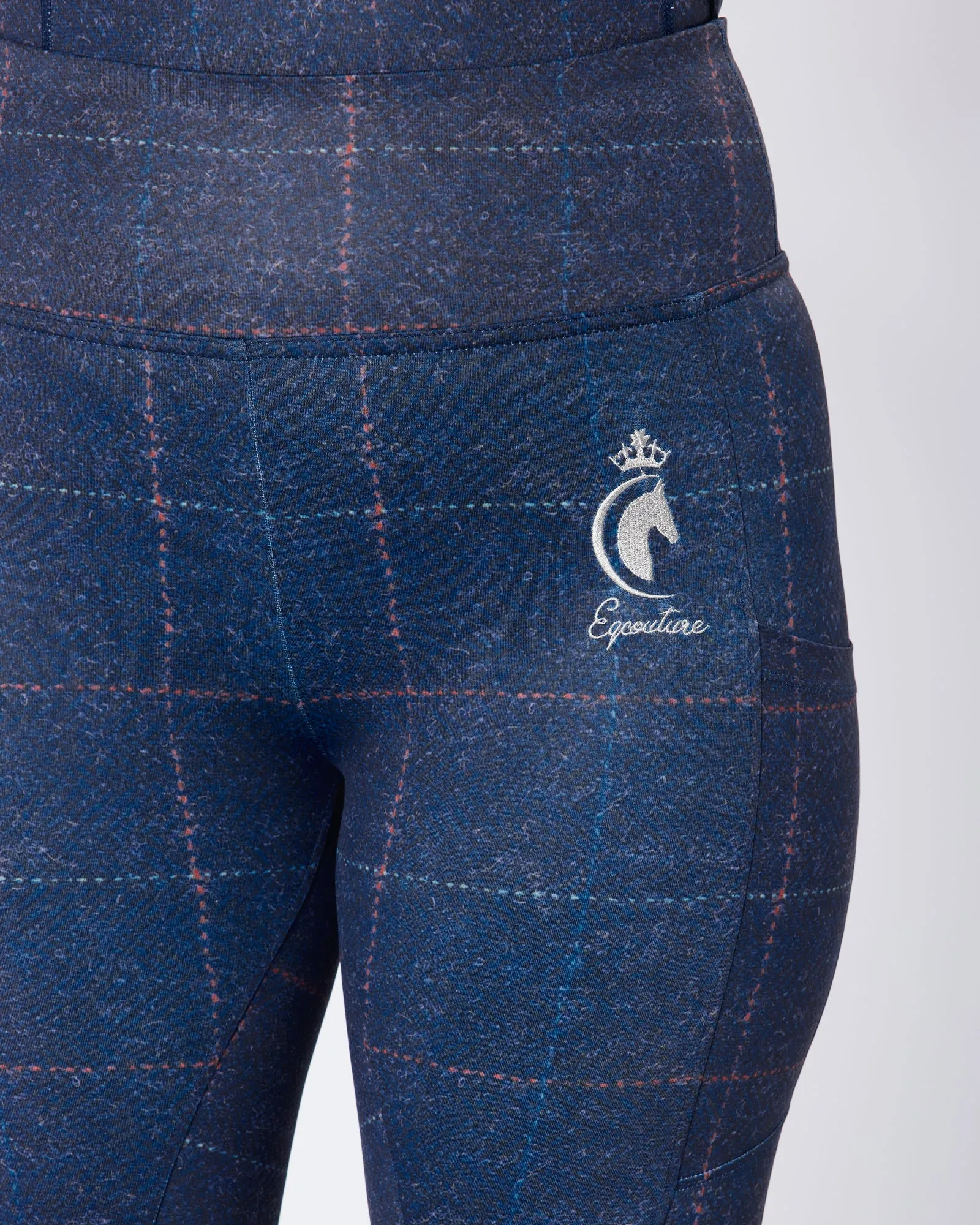 Navy Tweed Effect Riding Leggings - No Grip