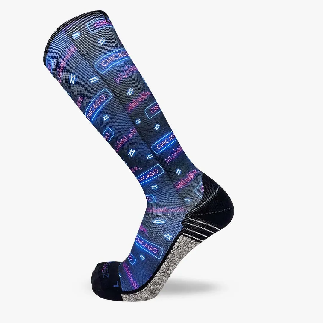 Neon Chicago Compression Socks (Knee-High)