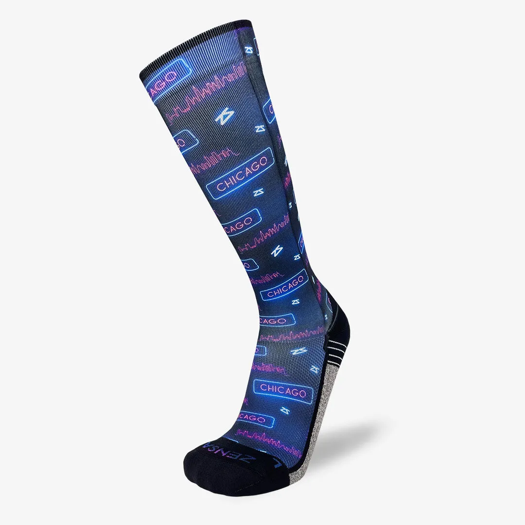 Neon Chicago Compression Socks (Knee-High)