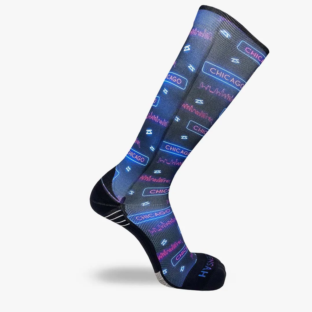 Neon Chicago Compression Socks (Knee-High)