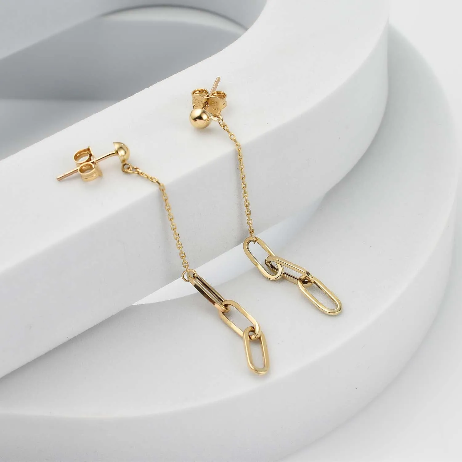 Paperlink Charm Earrings in 9K Gold