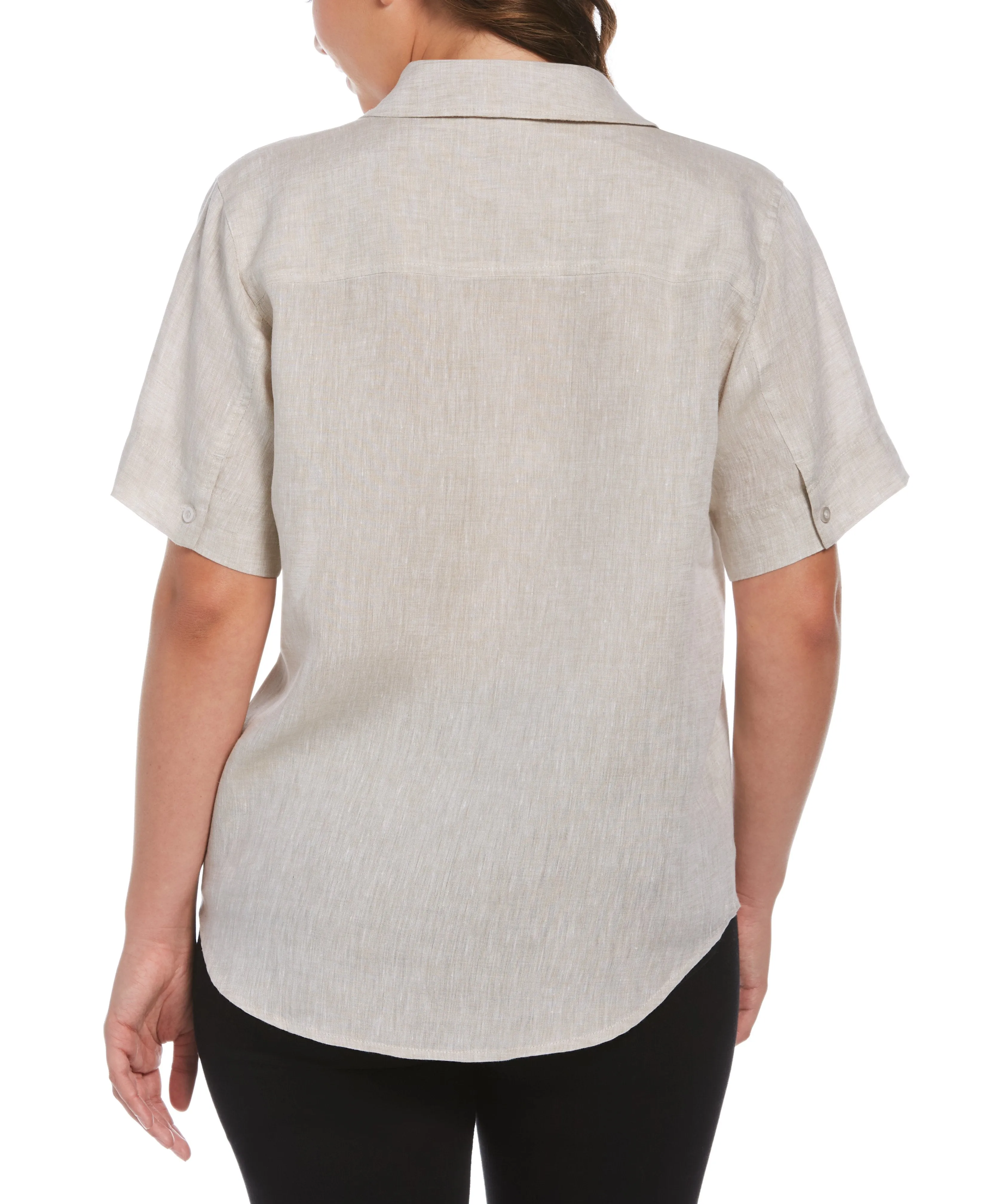 Petite Split Neck Linen Top