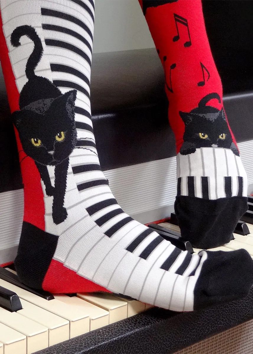 Piano Cat Knee Socks