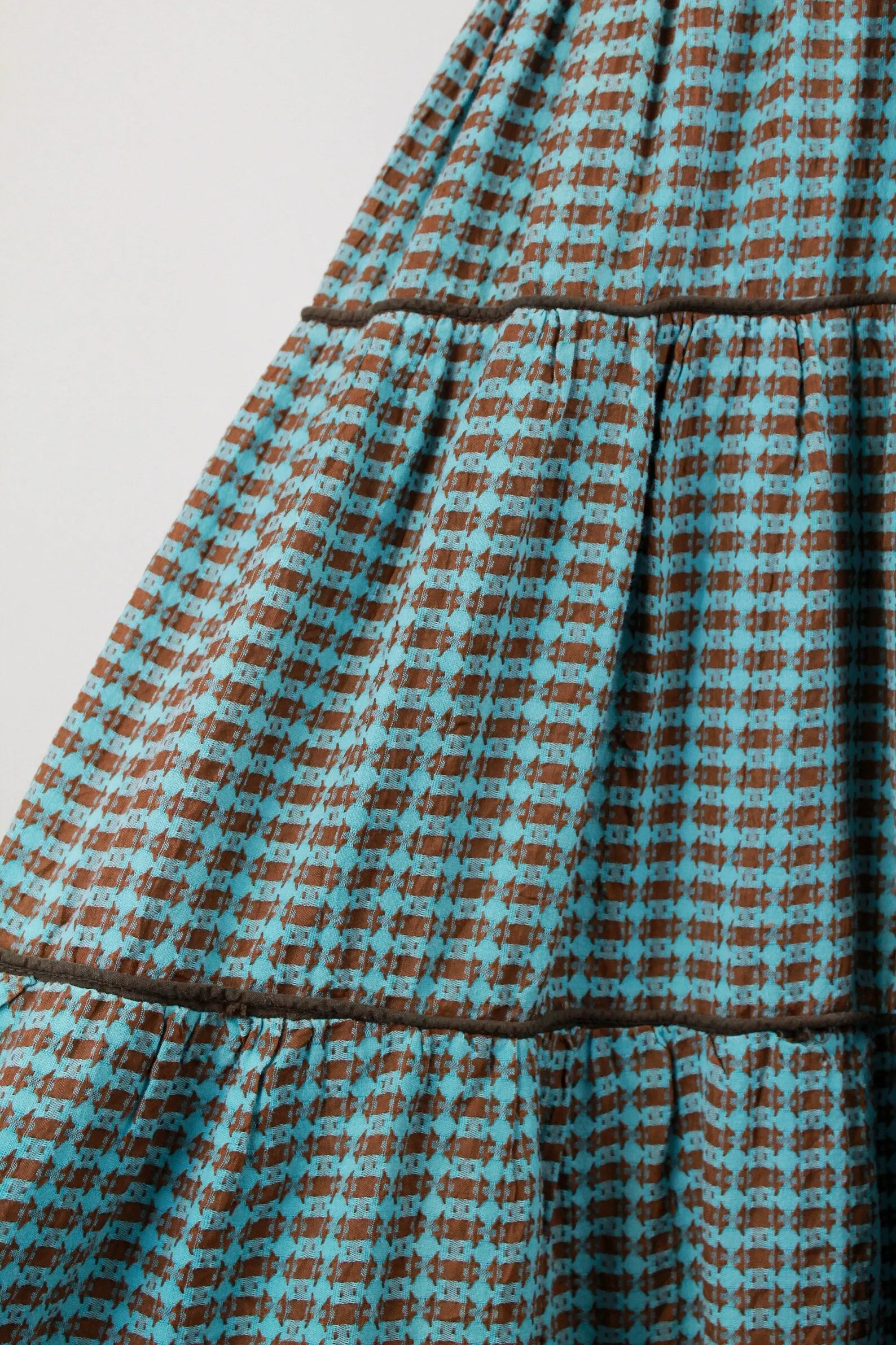 Reproduction 1940s Puff Sleeve Checked Prairie Dress, M-L