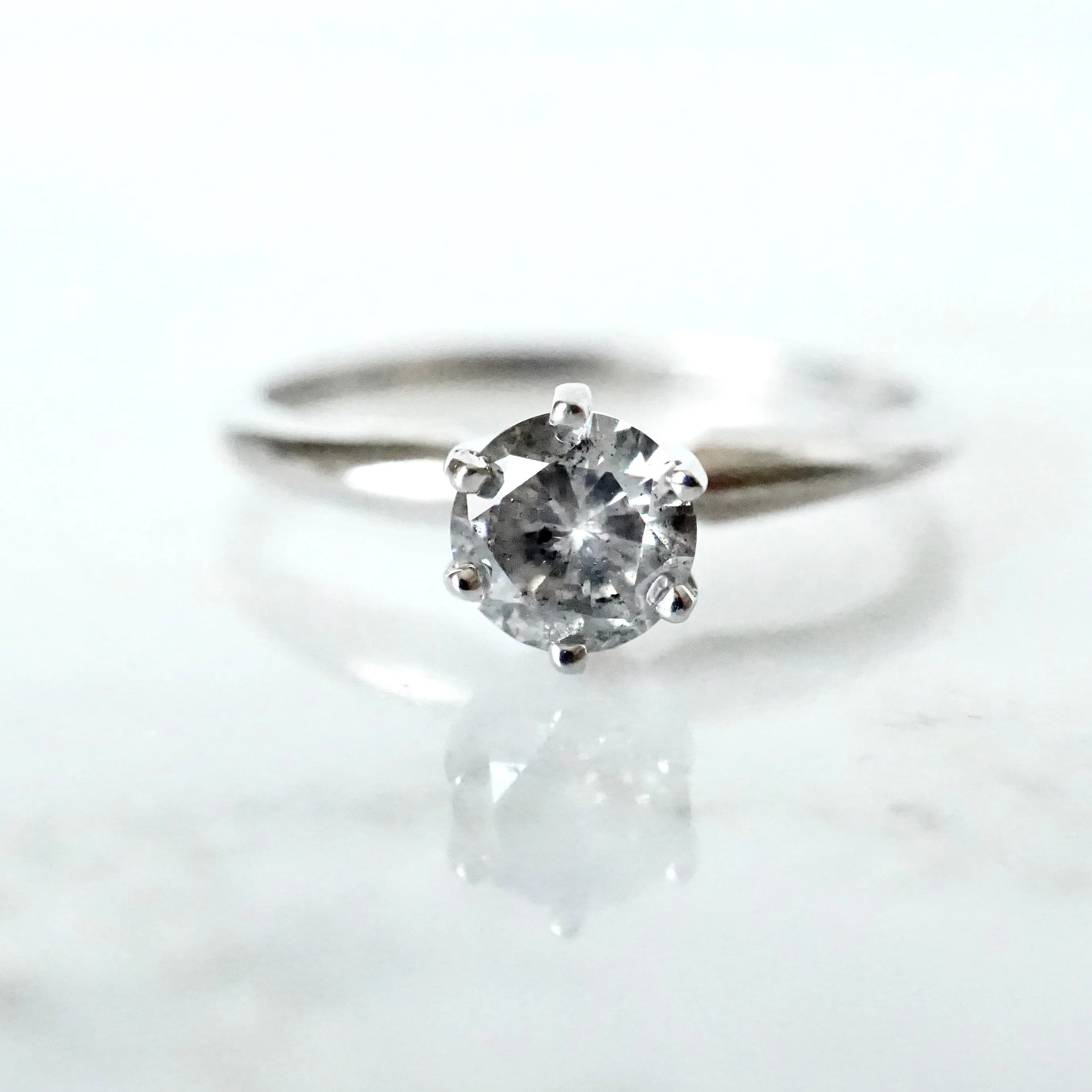 Salt and Pepper Diamond Silver Ring - Grey Diamond Ring - Affordable Diamond Engagement Ring