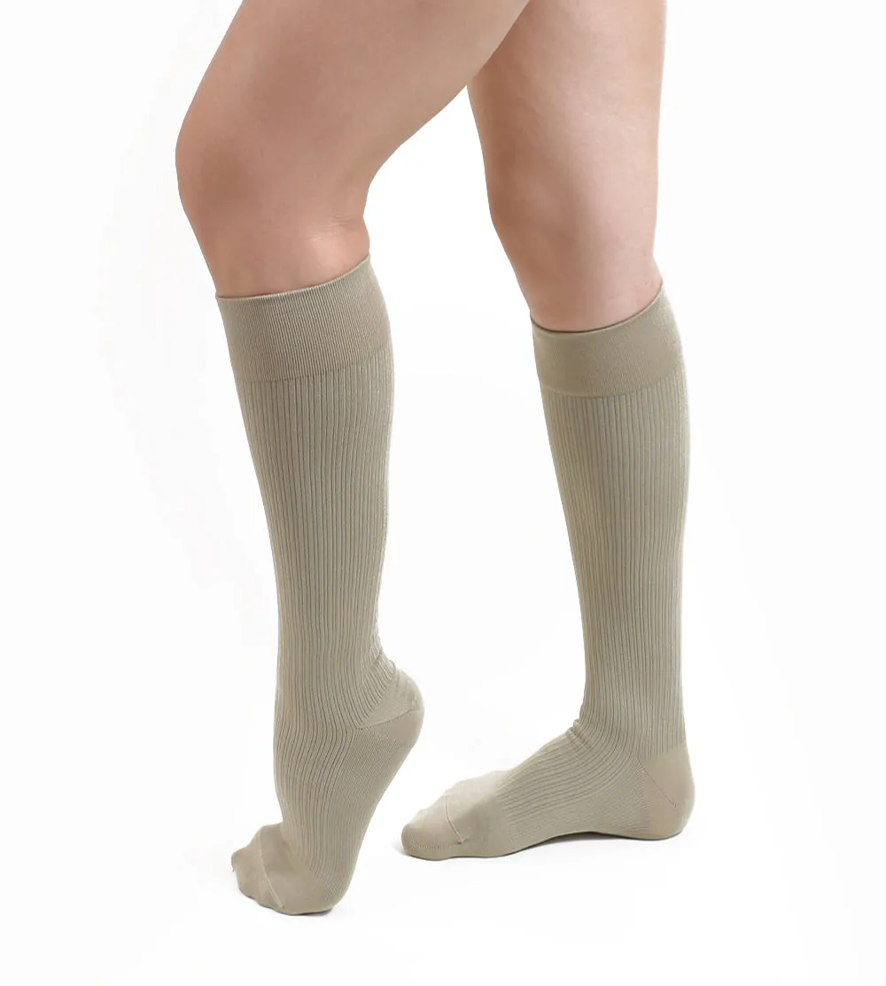 Salvere Business Ribbed, Dress/Trouser, Unisex Knee High Compression Sock, Closed Toe, 15-20 mmHg