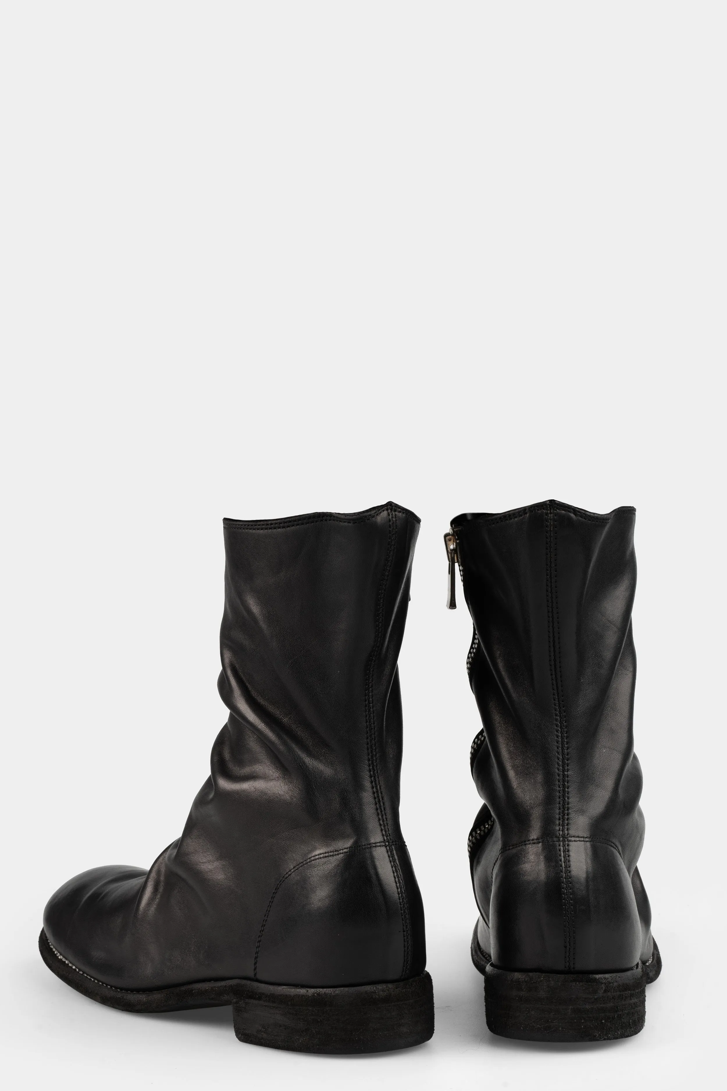 Side zip mid-top leather boots | 698X