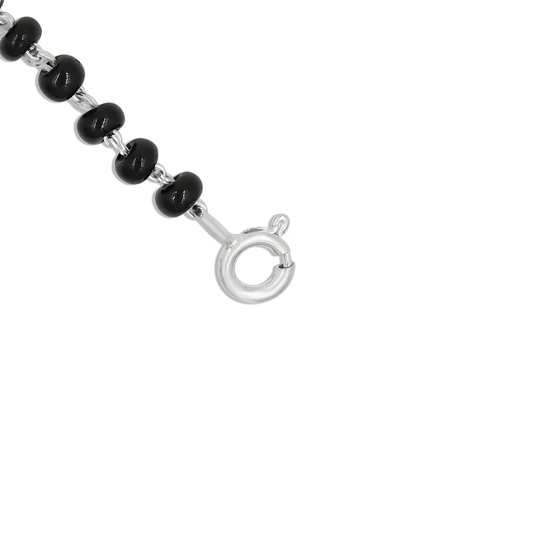 Silver Black Evil Eye with Black and Silver Beads Bracelet for Girls