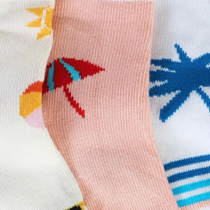 Summer Vibes Fun Prints Ankle Socks for Women - Pack of 3