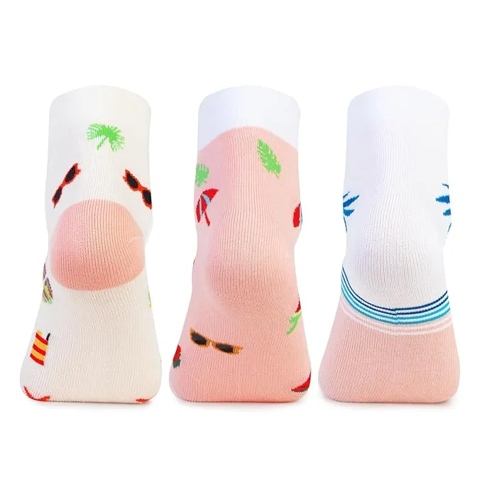 Summer Vibes Fun Prints Ankle Socks for Women - Pack of 3