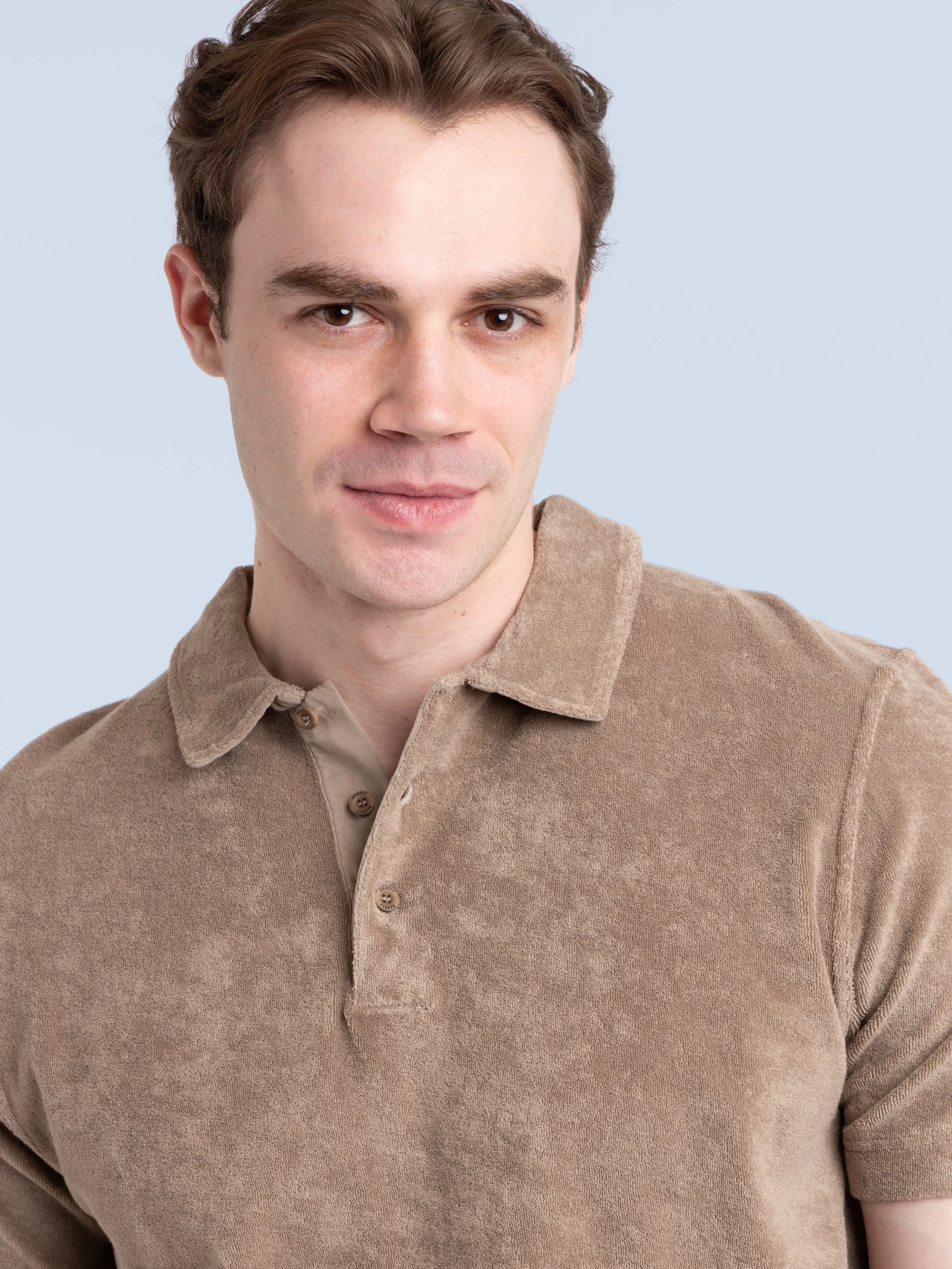 Taupe Brown Terry Polo Shirt