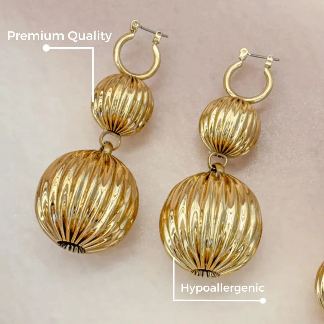 TFC Double Vortex Gold Plated Hoop Earrings