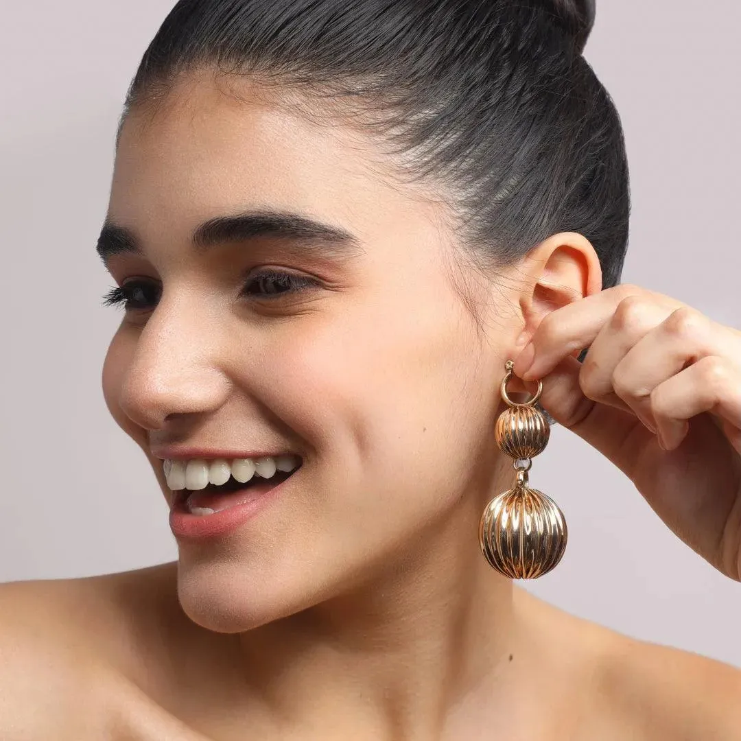 TFC Double Vortex Gold Plated Hoop Earrings