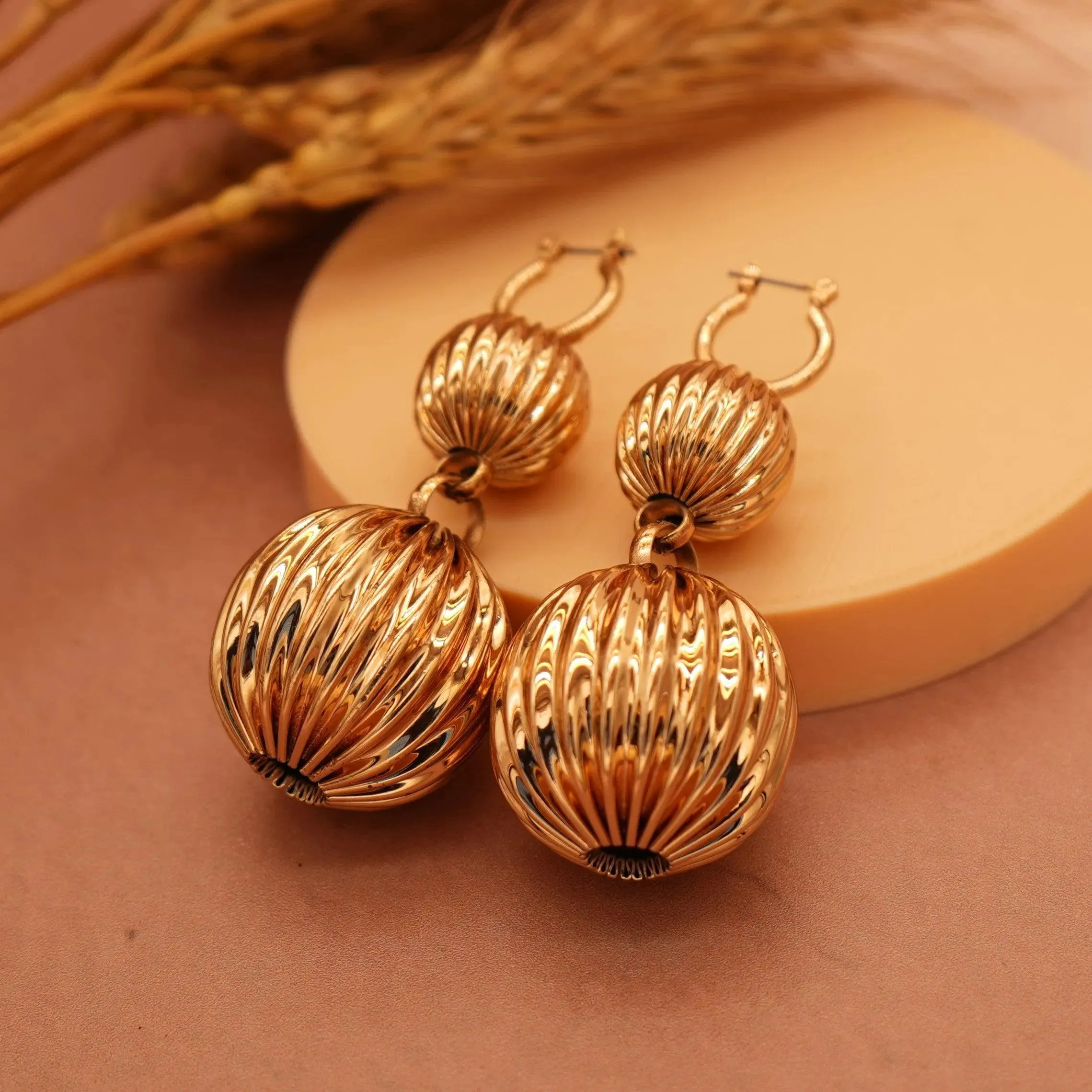 TFC Double Vortex Gold Plated Hoop Earrings