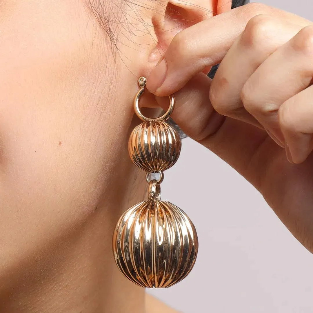 TFC Double Vortex Gold Plated Hoop Earrings