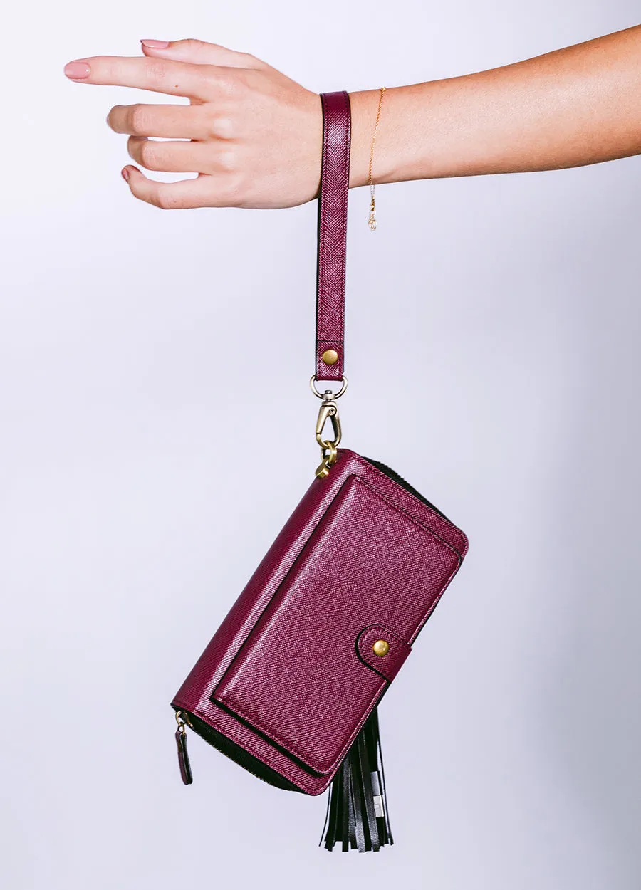 The Luxe Ultimate Wristlet Phone Case in Berry