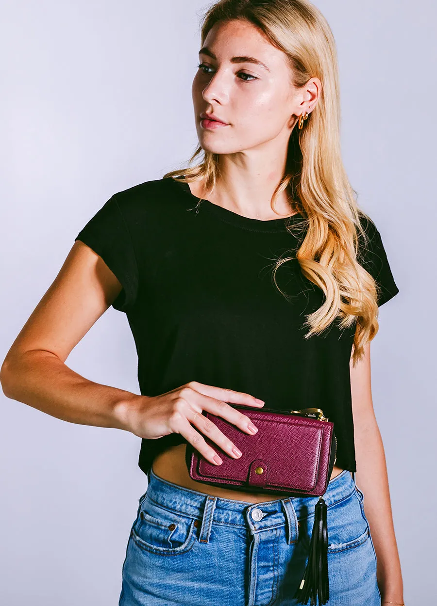 The Luxe Ultimate Wristlet Phone Case in Berry