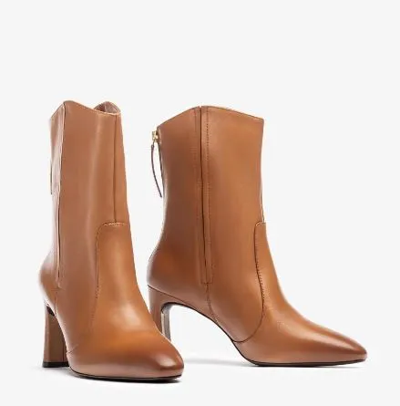 Unisa Tan Leather Heeled Ankle Boot WERNER