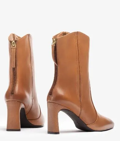 Unisa Tan Leather Heeled Ankle Boot WERNER