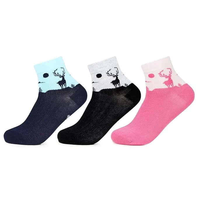 Women's Slope Style Reindeer Ankle Prints socks - Pack of 3