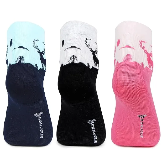 Women's Slope Style Reindeer Ankle Prints socks - Pack of 3