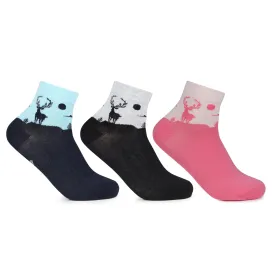 Women's Slope Style Reindeer Ankle Prints socks - Pack of 3